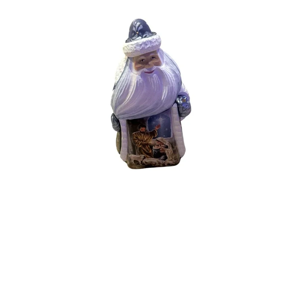 Glory to God Santa Hand-Painted WOODCARVED Figurine by D. Gelsinger Nativity Hol